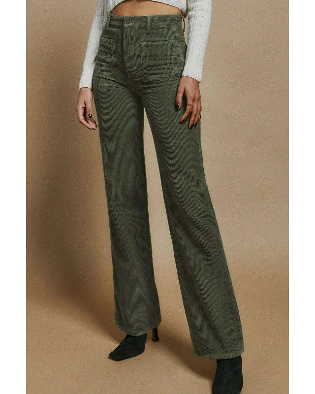 Azura Exchange Green High Waist Square Pockets Corduroy Pants - XL