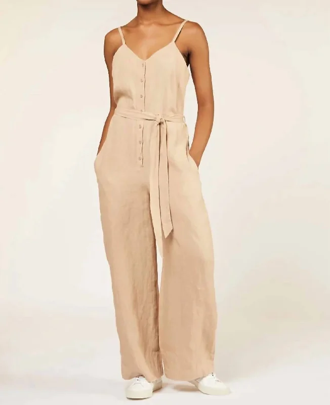 Linen Overall In Beige