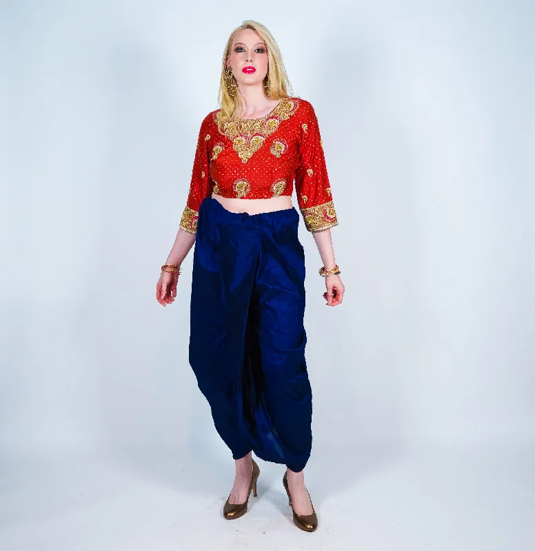 Royal Blue Silk Dhoti Pants