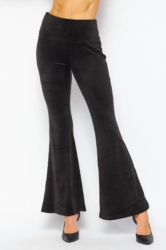 Velvet Flare Yoga Pants In Black