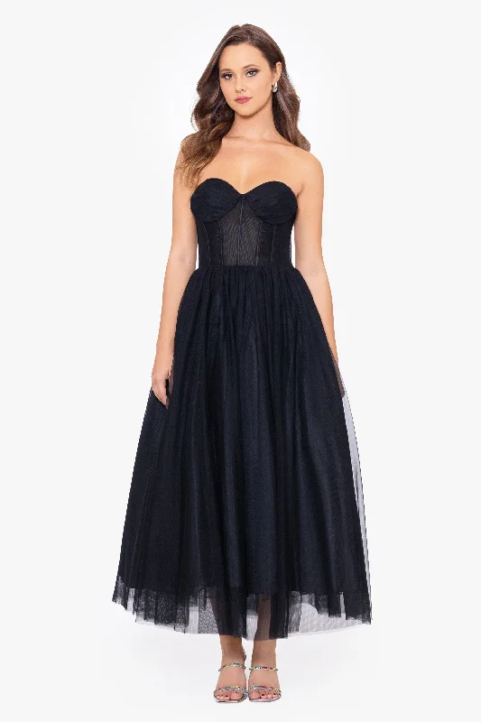 "Desiree" Midi Mesh Strapless Ballgown