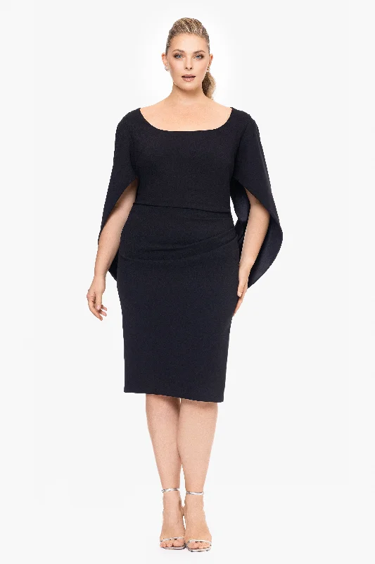 Plus "Jamie" Short Scuba Crepe Cape Back Dress