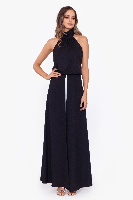 "Andrea" Two Tone Mock Neck Cowl Jumpsuit