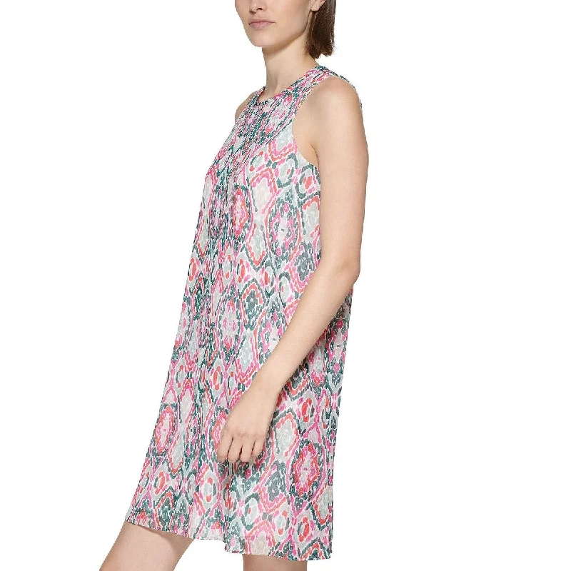 Calvin Klein Women's Printed Shift Dress Pink Size 12