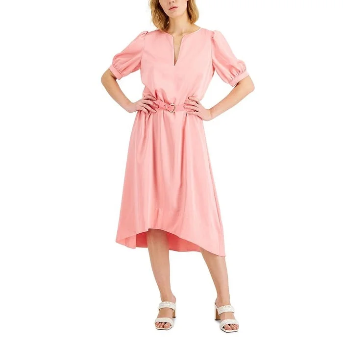 Donna Karan Women's High Low Satin Dress Pink Size 10