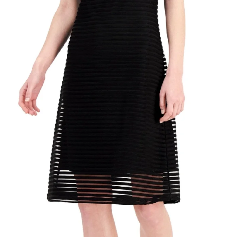 Donna Karan Women's Shadow Striped Dress Black Size Small