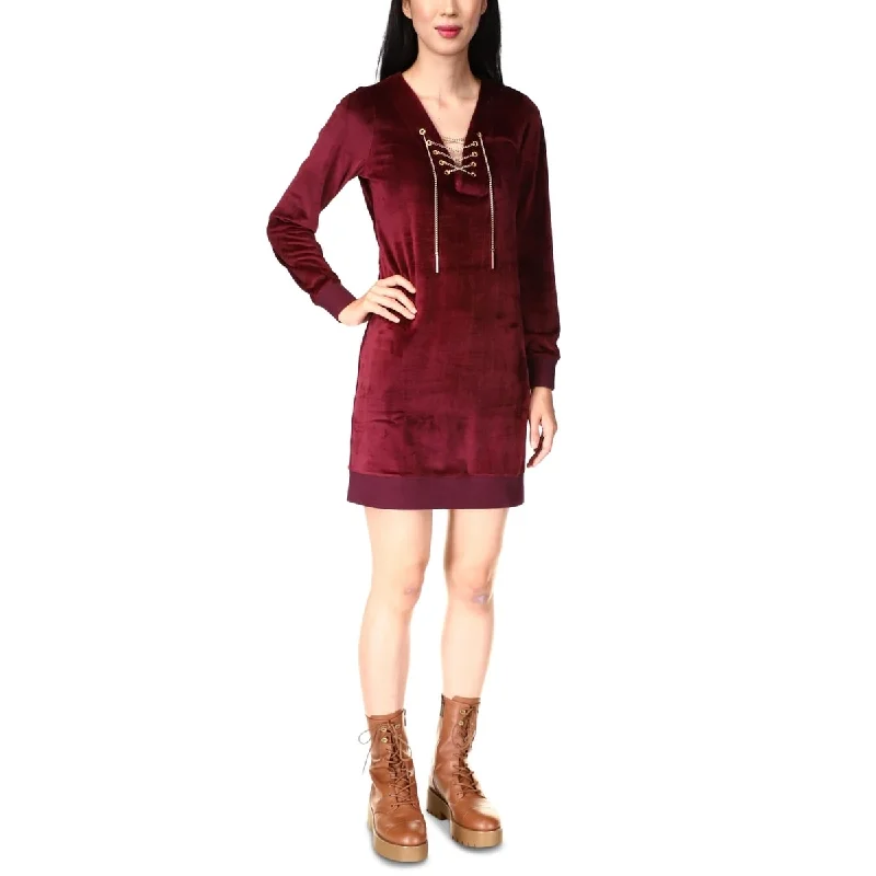 Michael Kors Women's Velour Tunic Dress Red