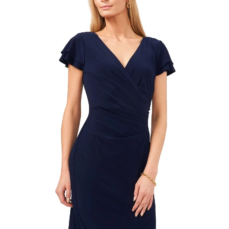 Msk Women's Surplice Sheath Dress Blue Size Large