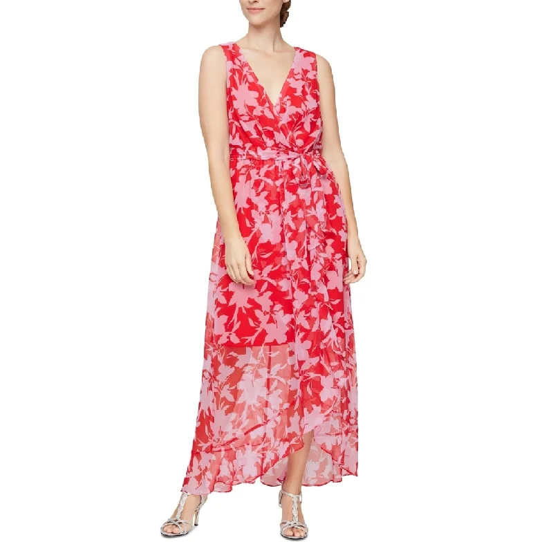 SL Fashions Women's Printed Maxi Dress Red Size 16