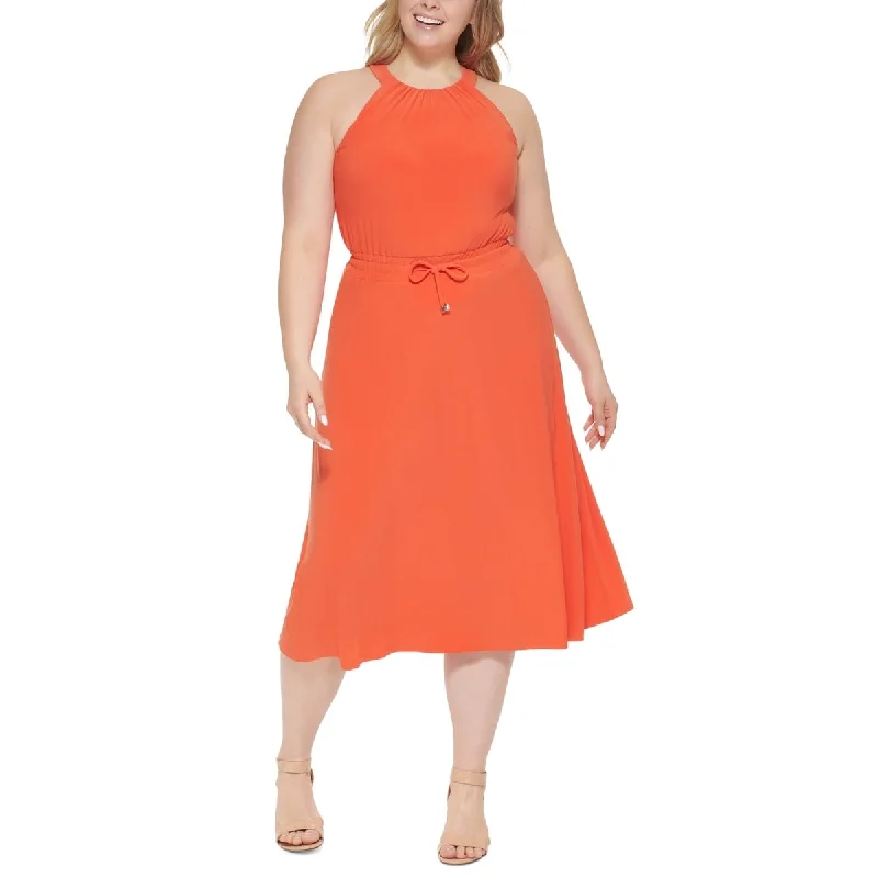 Tommy Hilfiger Women's Halter Fit & Flare Dress Orange Size 4