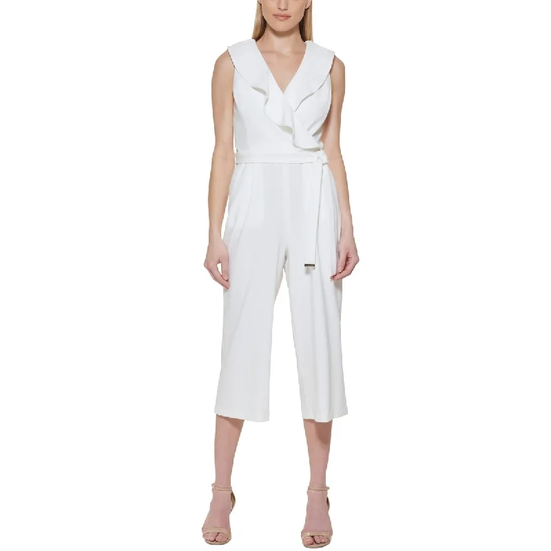 Tommy Hilfiger Women's Sleeveless V Neck Jumpsuit White Size 8