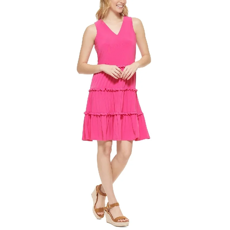 Tommy Hilfiger Women's Tiered Jersey Shift Dress Pink Size 12