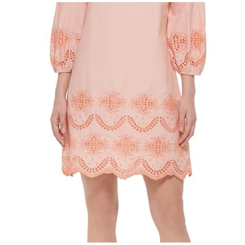 Vince Camuto Women's Cotton Eyelet Off The Shoulder Dress Orange Size 4