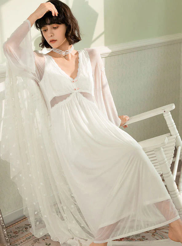 FRENCH LACE PRINCESS LONG SLEEPWEAR DRESS