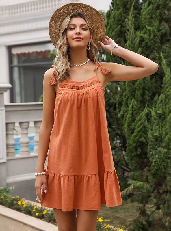 FRINGE SUSPENDER CASUAL DRESS