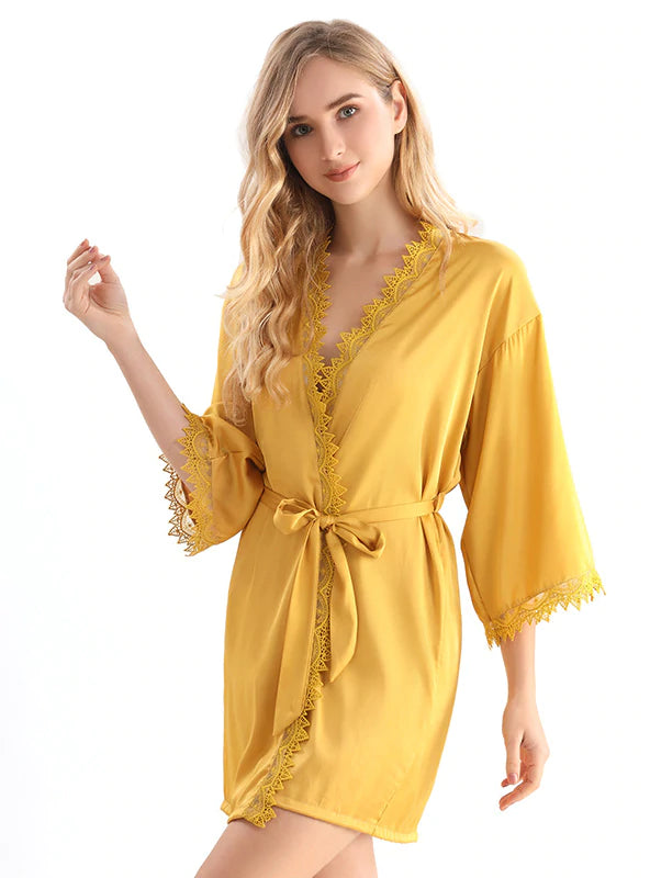 IMITATION SILK SATIN ROBE BATHROBE PAJAMAS