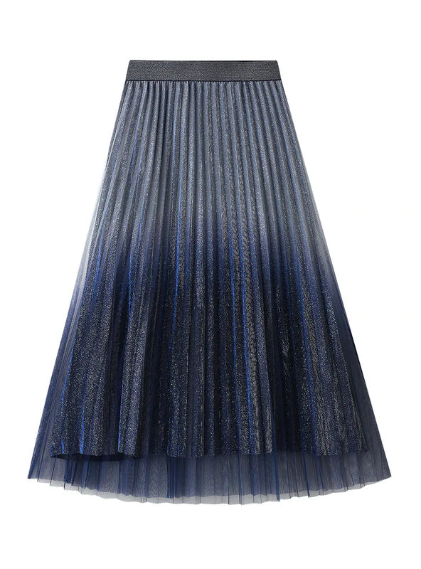 MEDIUM-LENGTH GRADIENT GAUZE SKIRT