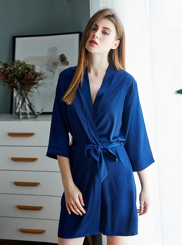 SILK LACE-UP HOME CLOTHES BATHROBE