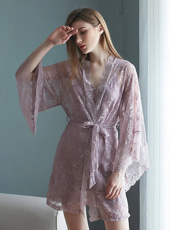 SILK SLING NIGHTGOWN TWO-PIECE SUIT