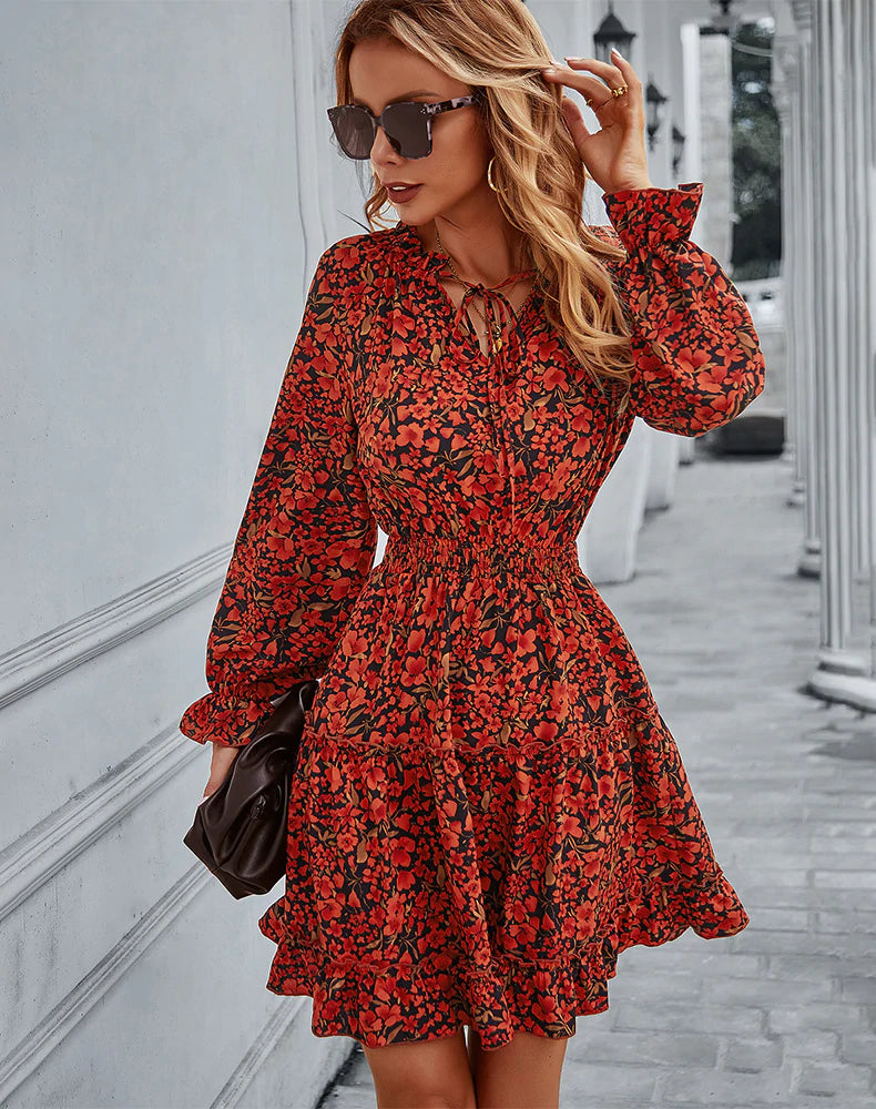 WAIST SLIMMING LONG SLEEVE DRESS