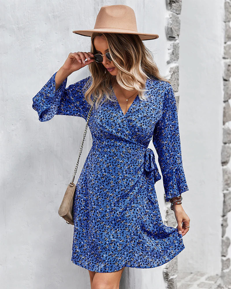 WOMEN PRINTED LONG-SLEEVED DRESS