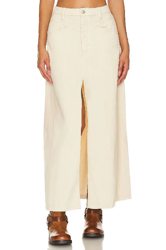 Come As You Are Cord Maxi Skirt In Beechwood