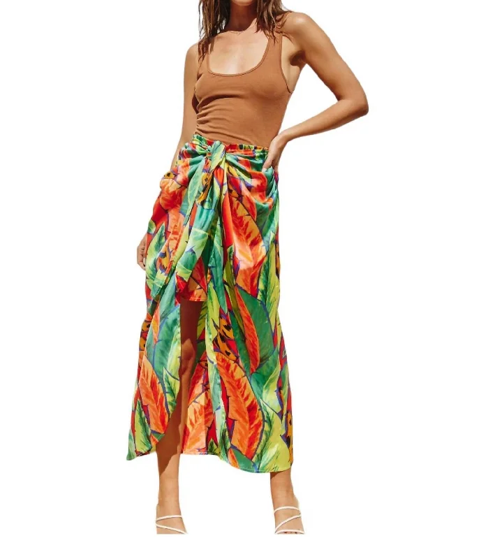 Exotic Escape Vacay Skirt In Green Multi