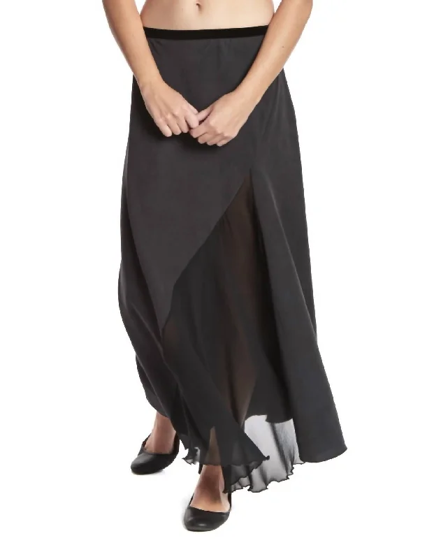 Go Fy Away Silk Skirt In Washed Black