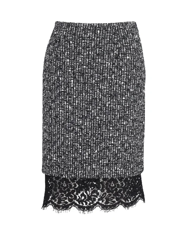 Michael Kors Lace Hem Pencil Skirt in Grey Polyester