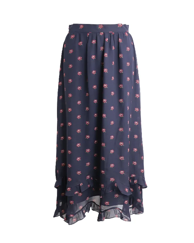 Vilshenko Printed Maxi Skirt in Floral Print Silk